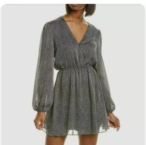 Leyden black printed long sleeve short dress